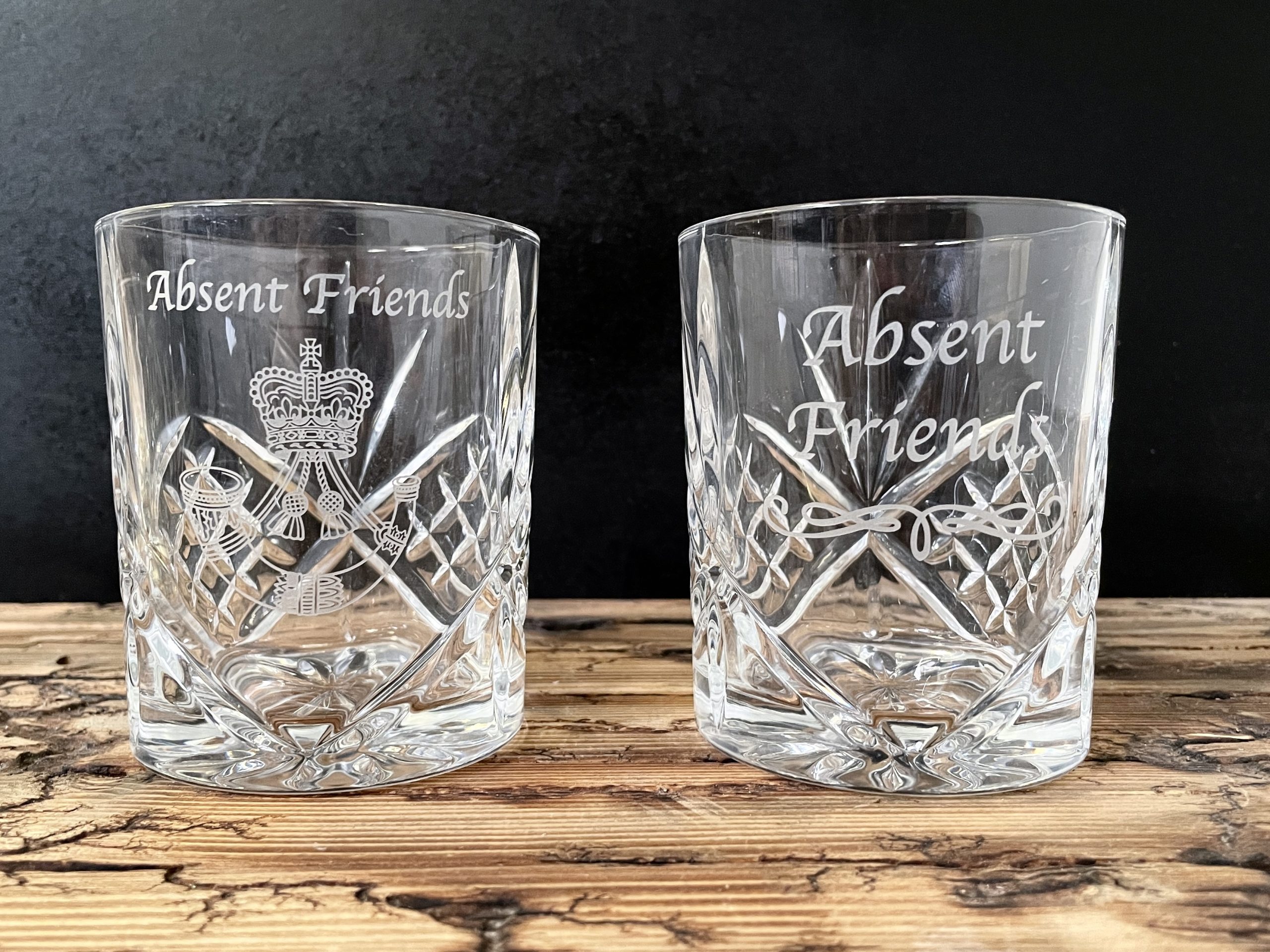 Absent Friends Crystal Cut Whiskey Glass Pronto Images Home Of The Mess Kit Clutter Box