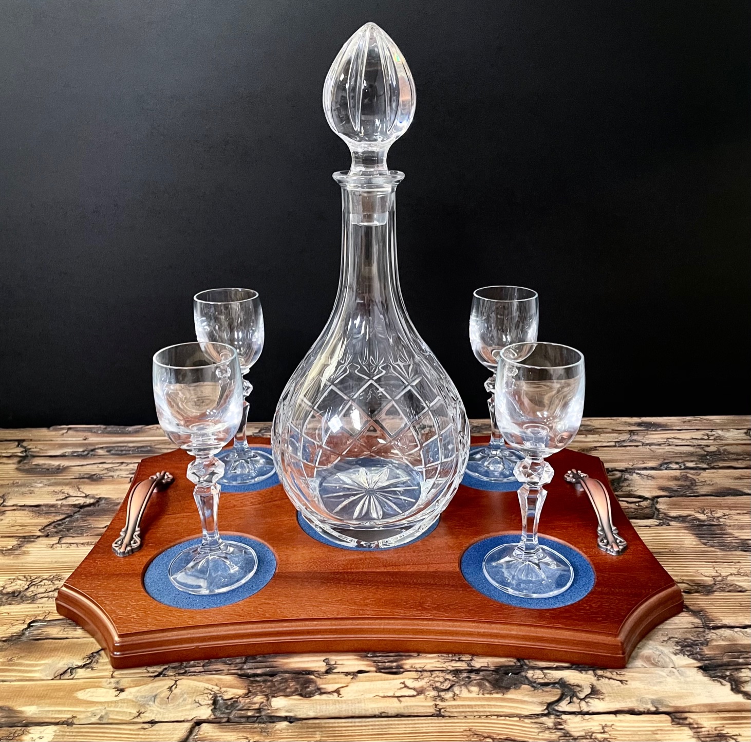 Crystal Port Wine Decanter Set With 4 Glasses And Tray Pronto Images Home Of The Mess Kit